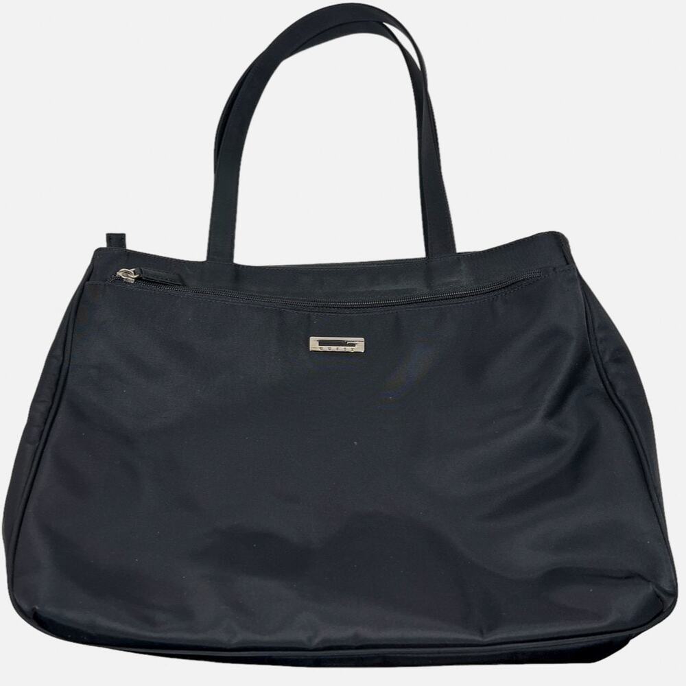 Guess Black Shoulder Tote Bag Zip Compartments Matching Phone Pouch Y2K Style